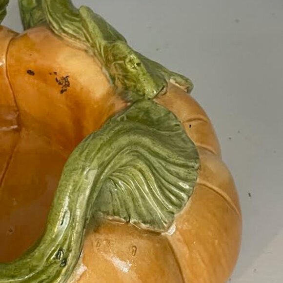 Pumpkin Ceramic Glaze Pumpkin With Leaf Bowl Fall/Autumn Decor - Picture 6 of 8